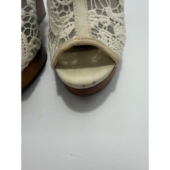 Lucky Brand Womens 8 Ankle Slingback Wedge Lace Open Toe Sandal Boho Summer Chic - Picture 10 of 10